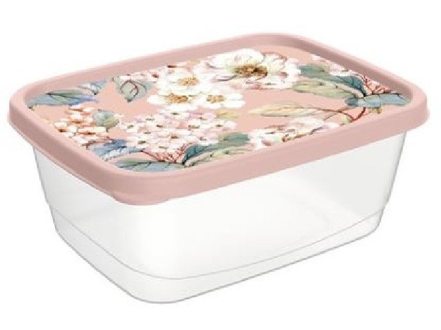 Контейнер для продуктов прямоугольный 0,5л с декором (бежевый)